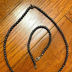 - Shiny black obsidian necklace and bracelet